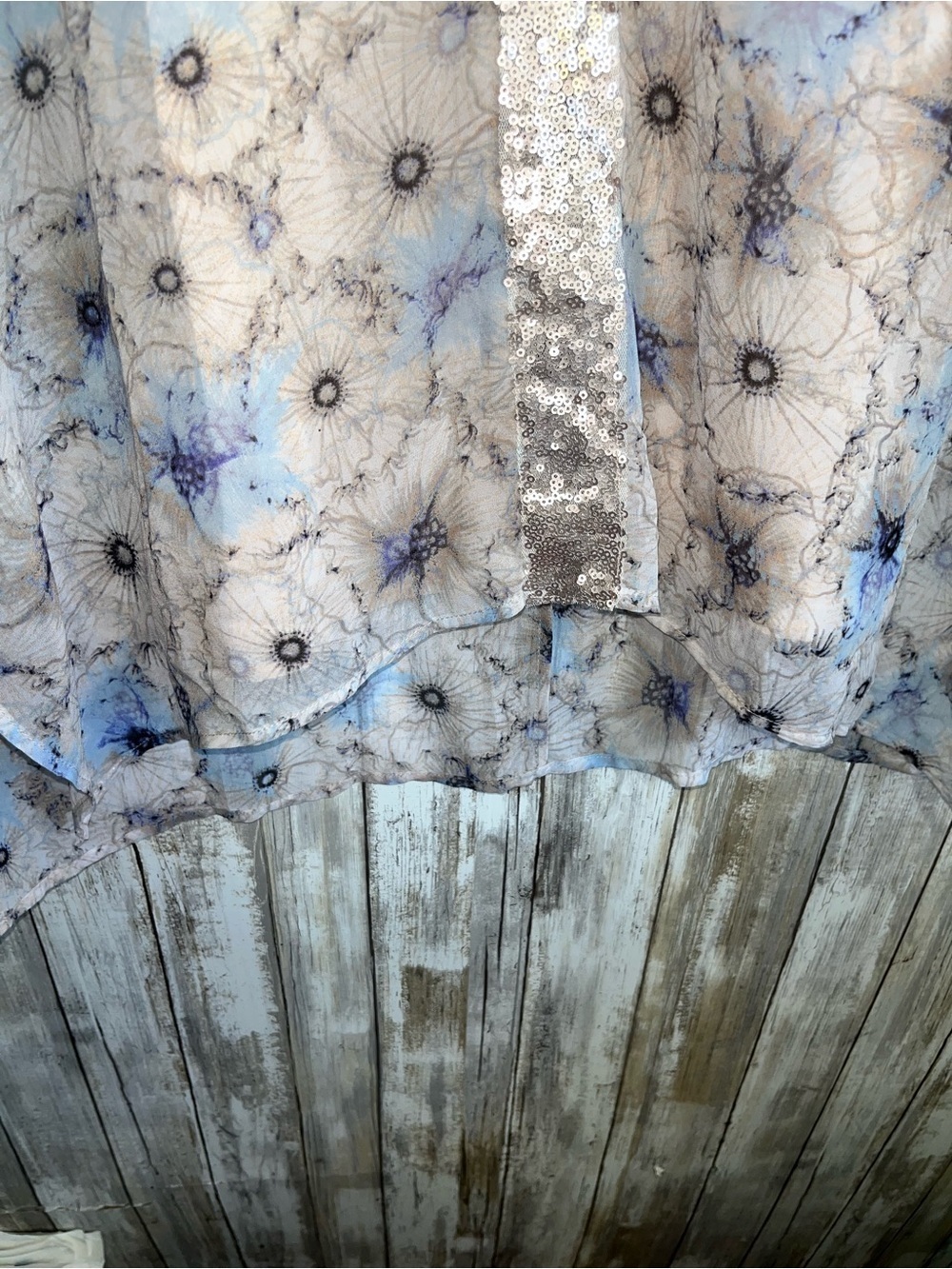 Anthropologie One September Lyla Tunic XS NWT Sequin Sheer Floral Blouse - Picture 4 of 6